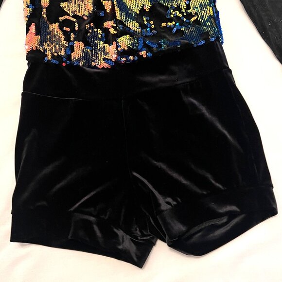 Weissman Adult Dance Costume Jazz Sequin Tap Romper Shorts MA Back Velvet - Picture 3 of 11